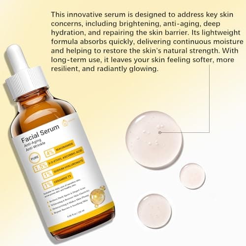 Pure 4% Niacinamide Serum for Acne Treatment for Face & Dark Spots | Brightening Face Serum with 1.5% Vitamin C | 1% Hyaluronic Acid | 1% Ceramide T5 | Made in China (4 fl.oz/120ml) Travel Pack Size - Thumbnail 3