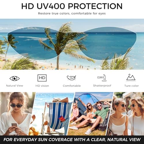 SUNGAIT Retro Oval Sunglasses for Women Lightweight Cat Eye Fashion UV400 Protection - Thumbnail 4