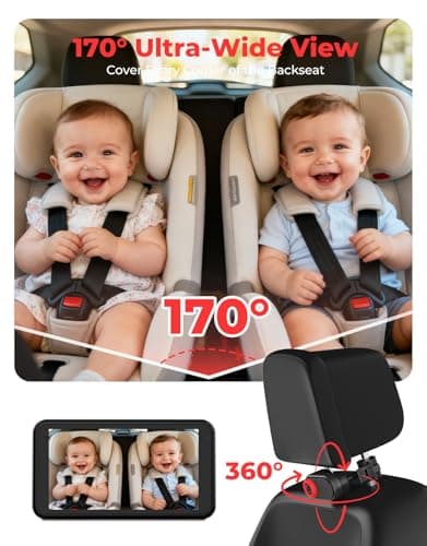 Luckview BM2A Baby Car Camera, Night Vision & 5.2" 1080P Display for Rear-Facing Car Seats, Easy No-Damage Install, Patented Anti-Shake Mount – Ideal for Parents and Pet Owners - Thumbnail 5
