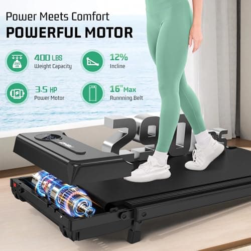 FUNMILY Foldable Walking Pad with Handle Bar, 4 in 1 Under Desk Treadmill with Incline, 2025 Upgraded Smart Folding Treadmill for Home/Office, 300 lbs Weight Capacity, Ultra-Quiet - Thumbnail 6