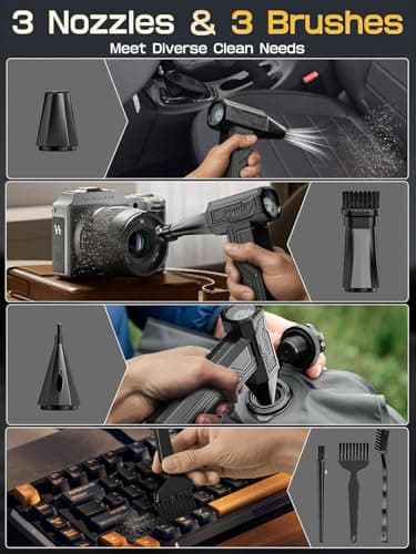 Super Wind Monster - 1 Min Fast Compressed Air Duster - 200000RPM Electric Air Duster Blower, 4-Gear Adjustable Electric Air Blower with Light, Rechargeable Dust Blower for Keyboard, PC, Car, and Home - Thumbnail 5