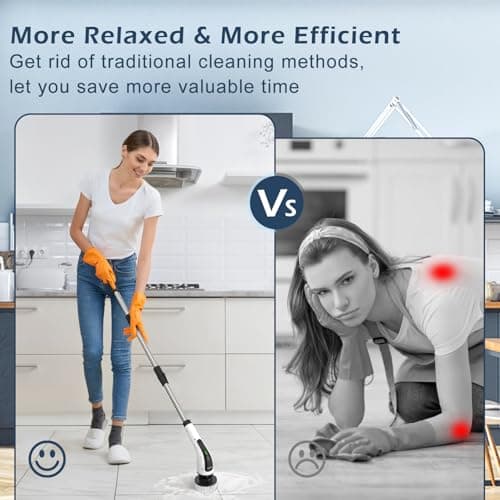 Bomves Electric Spin Scrubber, Cordless Cleaning Brush Scrubber for Home, 8 Replaceable Brush Heads-90Mins Work Time, 3 Adjustable Size, 2 Speeds for Bathroom Shower Bathtub Glass Car - Thumbnail 4