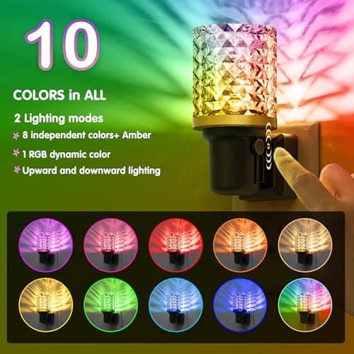 L LOHAS LED Night Light, Dimmable Night Lights Plug into Wall, Color Changing Nightlight RGB with Auto Light Sensor, 0-100LM Adjustable Brightness LED Night Light - Thumbnail 2