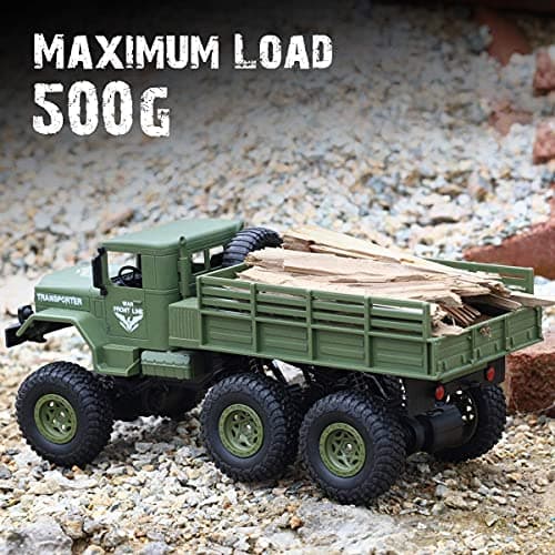 XINGRUI 1:18 RC Military Truck, 50 Min Playtime Remote Control Car, 2.4Ghz 4WD Off-Road Vehicle, All Terrain Toy with LED Lights, Gift for Boys Girls Ages 6+ - Thumbnail 3