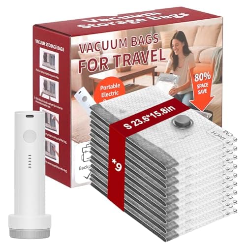 Vacuum Storage Bags with Portable Electric Pump,23.6 * 15.7in,Space Saver Sealer Bags, Airtight Compression Bags for Clothes, Pillows, Comforters, Blankets, Bedding (9 Pack) - Image 1
