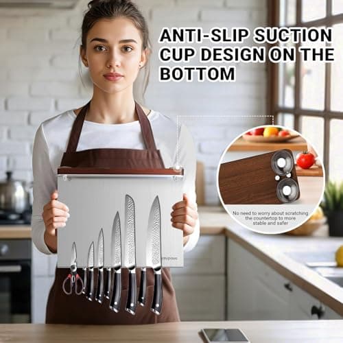 Nanbone Home Kitchen Magnetic Knife Holder Without Knive Display Stand Magnetic Knife Block Rack Magnetic Stand with Strong Enhanced Magnet Multifunctional Storage Stainless Steel Knife Magnetic Strip - Thumbnail 6