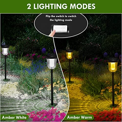 WTGEGF Solar Pathway Lights, 6 Pack 200 Lumens Super Bright Solar Lights Outdoor Waterproof with 2 Lighting Modes, Auto On/Off Outdoor Solar Lights for Yard, Walkway, Lawn, Driveway, Path,Outside - Thumbnail 2