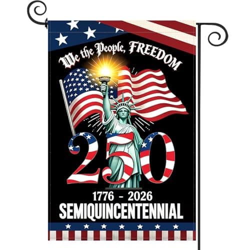 250 Years America Garden Flag, 250th Anniversary USA Patriotic 4th of July Double-Sided Waterproof Banner with Freedom Yard Sign, We The People, 1776-2026 Commemorative, 12 x 18 Inch