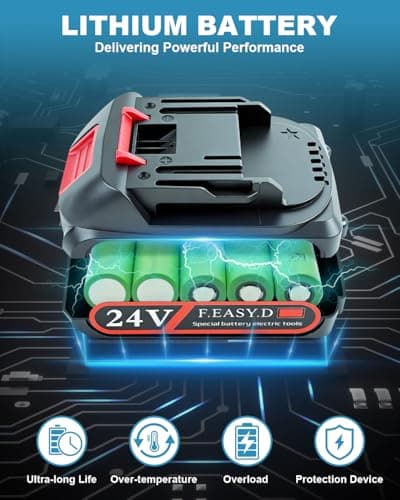 Cordless Leaf Blower, 24V Electric Handheld Leaf Blower with Battery and Charger, Lightweight Powered Blowers for Lawn Care,Yard, Blowing Leaves, Dust, Snow (2, Battery) - Thumbnail 3