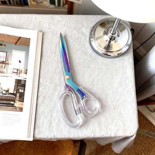 scissors all purpose scissors for office, 9 Inch Titanium Coated Blades and Ergonomic, Clear Sscissors for Office Desk, Modern Design for Craft, Sewing, fabric,Office/Multicolored - Thumbnail 6