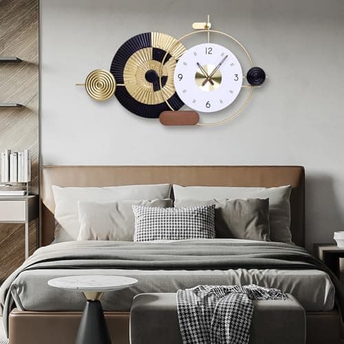 Tiuposr 36x21 Inch Decorative Wall Clock Battery Operated Silent Non-Ticking, Modern Abstract Analog Clocks for Home & Office Decor, Living Room, Bedroom, Kitchen - Thumbnail 6