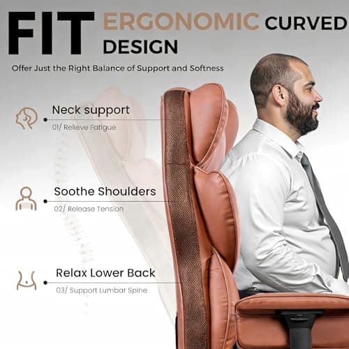 ALLGOD Heavy Duty Big and Tall Office Chair 500LBS, Ergonomic High Back Executive Desk Chair with Footrest, 23.6'' Wide Padded Seat Gaming Computer Chair with Lumbar Support, Adjustable Armrest, Brown - Thumbnail 6