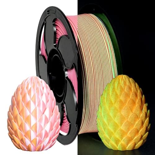 1.75mm PLA Filament Bi-Color Yellow Pink Glow in The Dark with Smooth Surface, Best with UV Lamps Luminous Dual Color 3D Printer Filament, 1kg (2.2lbs) Plastic Spool 3D Printing PLA Filament Rod