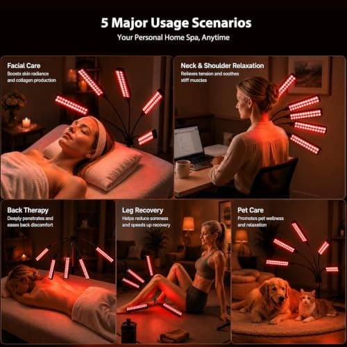 Red Light Therapy for Face and Body, Red Infrared Light Therapy Lamp with Stand Led 660nm Red Light-Therapy& 850nm Infrared Light Device for Body Gift for Her - Thumbnail 6