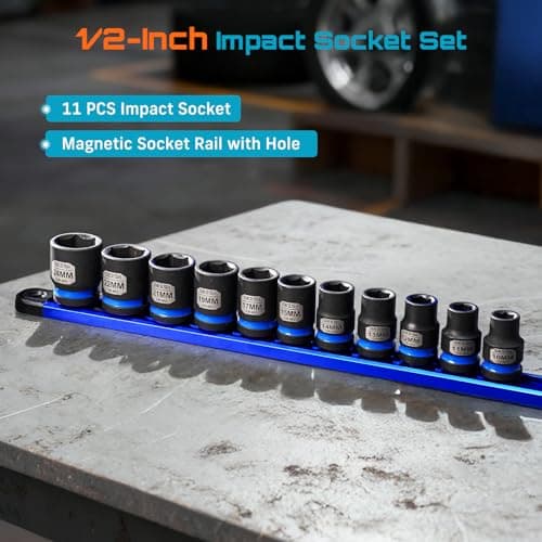 1/2 Inch Drive Impact Socket Set, 11-Piece Metric (10-24mm), Professional Chromoly Steel (CR-MO), 6-Point Shallow Sockets for Impact Wrench, Automotive Repair & General Mechanic Tools - Thumbnail 6