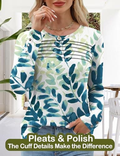 Blingfit Plus Size Long Sleeve Tops for Women Fall Fashion Crew Neck Pullover Tunic Tops Casual Floral Basic Shirts Loose Fits Blouses 3XL - Thumbnail 3
