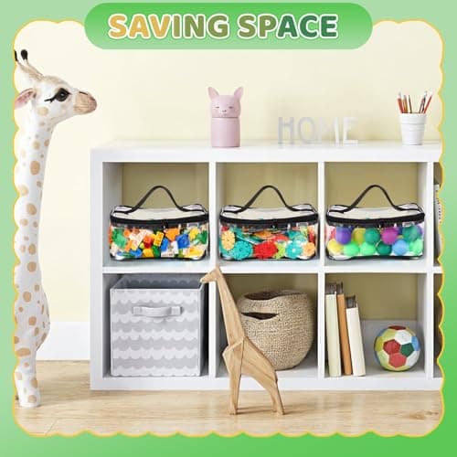 6 Packs Clear Toy Storage Bags, PVC Waterproof Toy Organizer with Zip Reusable Bags for Building Blocks, Board Game, Puzzles - Thumbnail 6