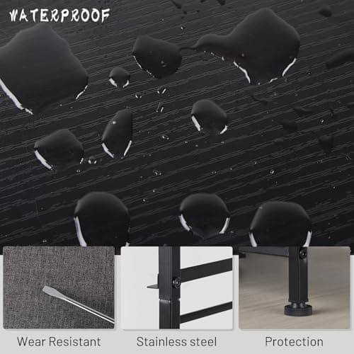 FIOCNOLE Nightstand with 2 Fabric Drawers, Rustic Black Wood Top, 16.5" L x 11.8" W x 19.3" H - Thumbnail 4