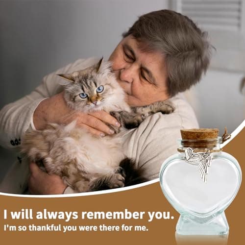 COSOWO Dog Fur Keepsake Bottle, Pet Hair Memorial Glass with Heart Shape & 2 Silver Accessories Pet Memorial Urn for Dogs & Cats, Pet Hair Keepsake, Heart Shape - Thumbnail 5