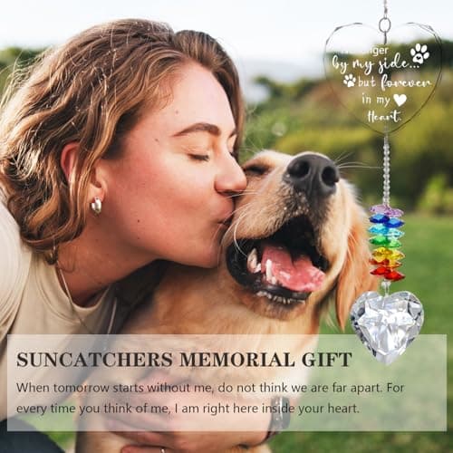 Dog Memorial Gifts, K9 Pet Memorial Crystal Suncatcher, Dog Loss Pet Passing Away Sympathy Remembrance Bereavement Gift (White-Heart) - Thumbnail 6