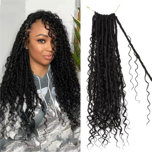 Goddess Locs Crochet Hair-18 Inch 8 Packs Boho Faux Locs Crochet Hair for Black Women Pre Looped Soft Locs with Curly Ends - Image 1