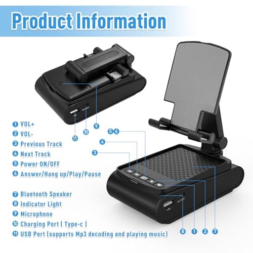 Birthday Gifts for Men Him, Cell Phone Stand with Wireless Bluetooth Speaker and Charging Function 360° Rotable Angle Adjustable, Unique Mens Gifts for Dad Husband Boyfriend, Cool Gadgets for Men - Thumbnail 3