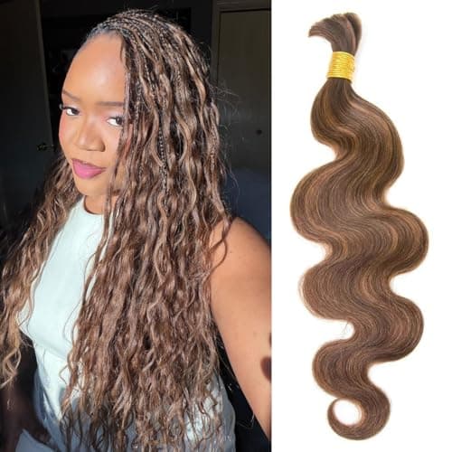 MsFan Boho Human Hair 100G 100% Brazilian Human Braiding Hair Body Wave #4/30 Human Hair for Boho Braids 20 Inch