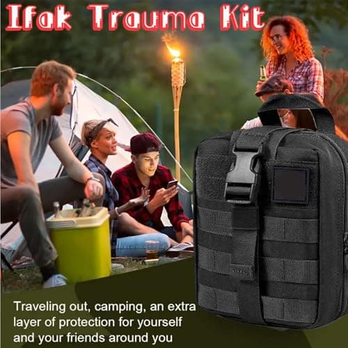 Tactical Emergency First Aid Kit: MOLLE Admin Pouch IFAK with Vented Chest Seal,6" Israeli Bandage, Splint, Thermal Blanket & Gloves - Camp Travel Car Medic Kit - Thumbnail 4