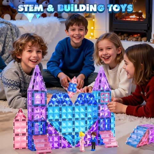 Magnetic Tiles 102pcs with 2 Stairs 2 Dolls Princess Castle Building Girls Toys Age 4-5 6-8 Magnetic Blocks Birthday Xmas Gifts for Girls Toys for 3 4 5 6 7 8+ Year Old - Thumbnail 6