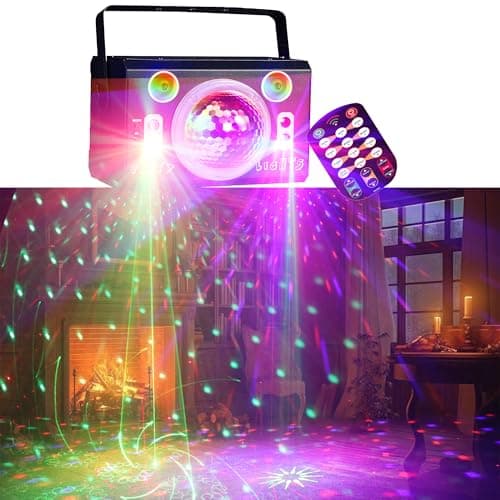 Disco Light,Party Lights, RGB 4 Lens Sound Activated DJ Strobe Stage Lights for Parties Birthday Christmas Gifts Wedding Karaoke Bar Club Pub Home Room Halloween Decorations - Thumbnail 4
