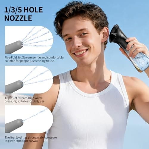 JDZ Ear Wax Removal Kit, Electric Ear Cleaner with Irrigation Flushing System, Safe & Effective Ear Cleaning Tool with LED Display, 3 Pressure Modes, 12 Tips, IPX7 - Thumbnail 5