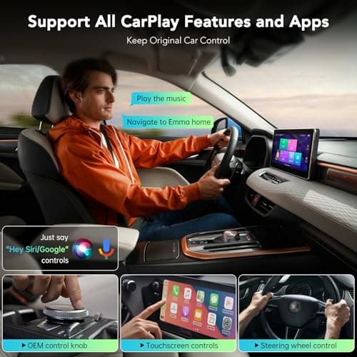 Wireless CarPlay Adapter for iPhone, 2 in 1 Carplay Wireless Adapter for Apple & Android Auto (2016+ Models), Compatible with Cars with Factory Wired Carplay, Car Play Dongle with USB/USB-C(Dark Grey) - Thumbnail 2