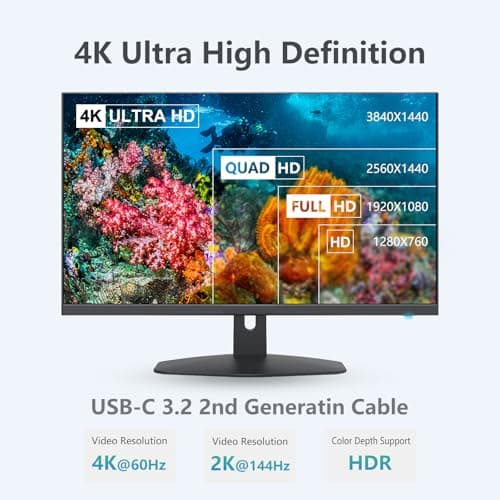 LDLrui USB C Cable 3ft, USB C 3.2 Gen 2 Cable 10Gbps Data Transfer, 4K Video Output Monitor 100W PD Fast Charging for iPhone 16, MacBook, Dell, LG, KYY, ARZOPA, for Portable Monitor - Thumbnail 2