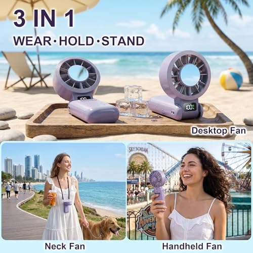 Husdensky Portable Fan Handheld with Ice Cooling Rechargeable 5.5m/s Speed - Thumbnail 4