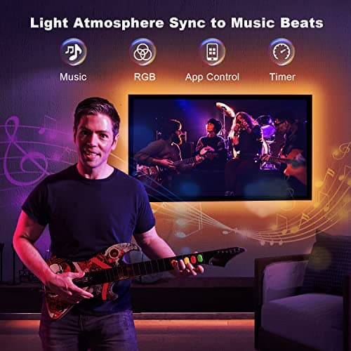 dalattin 15ft Led Lights for TV 50-65 Inch, USB RGB LED Strip Lights TV Backlight with Remote Built-in MIC Music Sync,Led Lights for Bedroom Bluetooth APP Control,HDTV Lighting - Thumbnail 2