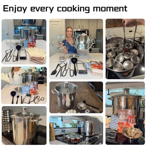 GraceKit Canning Supplies Starter Kit - Stainless Steel Canning Pot with Rack and Lid,Beginners Stainless Steel Canning Tool Set Includes Funnel, Ladle & Measuring Cups 21.5 Quart - Thumbnail 3