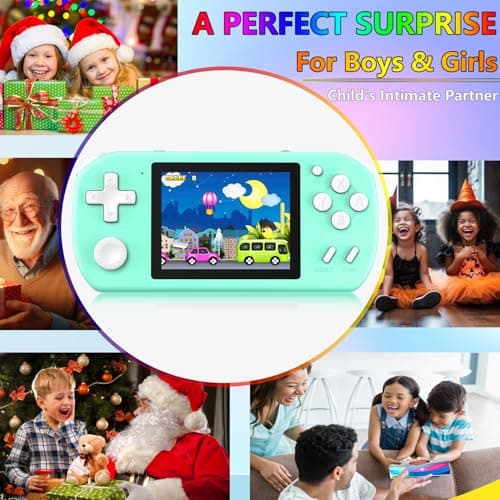 TEBIYOU Handheld Games for Kids Built-in 218 Video Games, Portable Kids Travel Toys for Ages 4-13 with Rechargeable Battery 3.0" HD Screen, Mini Gaming Player Birthday Gifts for Boys Girls (Cyan) - Thumbnail 6