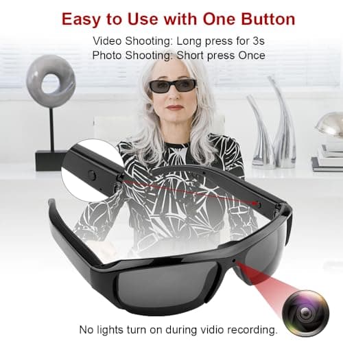 Limiete 1080p HD Camera Sunglasses – Hands-Free Video Glasses with Motion Detection/No Wi-Fi Needed/Supports up to 512GB MicroSD/Lightweight Solid Frame/USB Charging Cable Included - Thumbnail 4