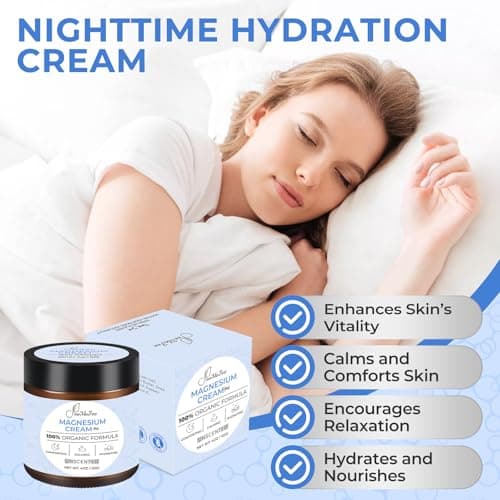 Magnesium Lotion for Sleep, Natural Magnesium Cream for Leg Cramps, Soothing Relief & Muscle Relaxation, Magnesium Butter with Coconut Oil, Shea Butter, Vitamin E, Safe for Kids, Unscented 4 oz - Thumbnail 2