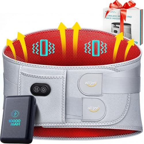 ALLJOY 67" Cordless Heating Pad for Back Pain Relief FSA Eligible HSA, 10000mAh Lower Back Massager with 3 Heat 3 Vibration, Portable Heating Pad for Cramps, Birthday Gifts for Women Men Mom Dad - Image 1