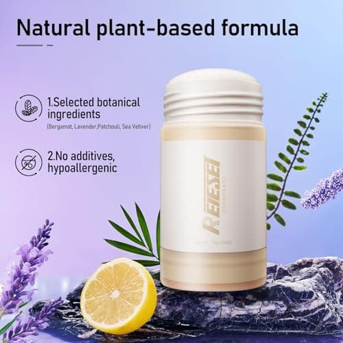 Reieset Natural Deodorant with Naturally Derived Ingredients Deodorant for Women and Men,Aluminum Free,72 Hour Odor Control,Lavender and lemon scent - Thumbnail 2