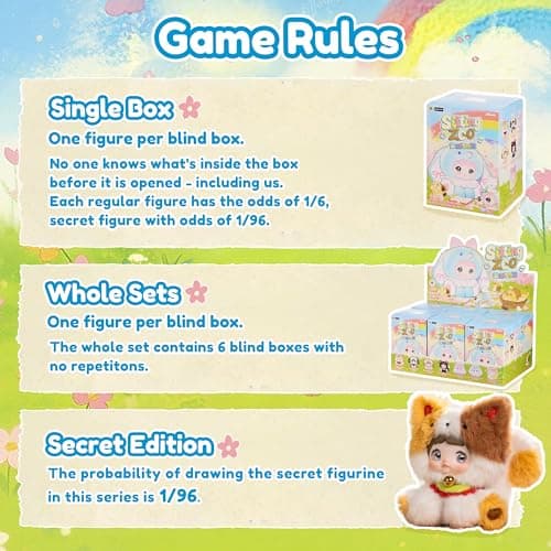 POP JOY Nommi Plush Blind Box Sitting Zoo Series Soft Vinyl Stuffed Collectible Toy Figures Cute Animal Surprise Mystery Gift 3+ Single Box - Thumbnail 3