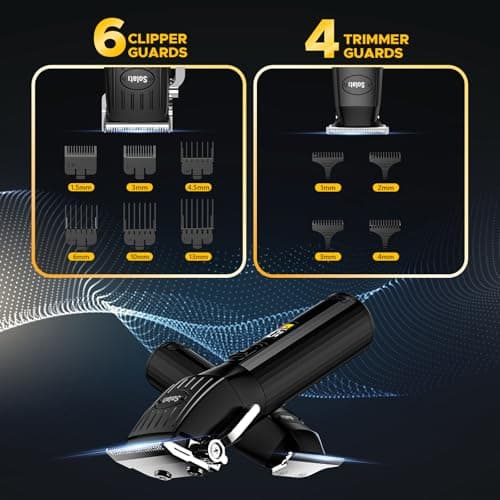 Professional Hair Clippers for Men Cordless Beards Trimmers Kit with LED Display Electric Beard Trimmer for Kid Rechargeable Trimmer Haircut Grooming Kit Gift for Men Women Barber Kids (Black) - Thumbnail 3