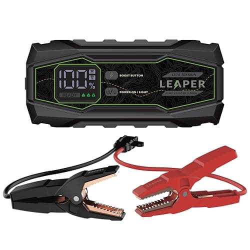 Leaper 12V Jump Starter, Black, 1500A Peak Current, 16000mAh Capacity, 2.3'' Digital Screen, Heavy Duty Black/red Clamps Protection Carrying Case Included - Image 1