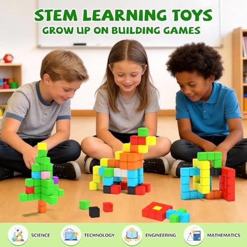 Hiwawind 40pcs Magnetic Blocks -Ideal Gifts for 3 4 5 6 Year Old,STEM Learning Toys for 3-5 Year Old Boys & Girls, Safe & Strong Building Blocks with ASMR Sounds,Classroom Must Haves - Thumbnail 4