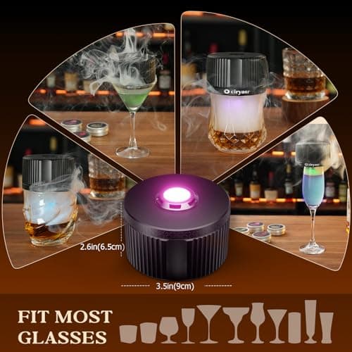 Electric Whiskey Smoker Kit Upgraded, Rechargeable Cocktail Smoker Kit with 4 Light Modes & 6 Wood Chips, Old Fashioned Whiskey Accessories, Bourbon Gifts for Men, Dad, Husband, No Butane - Thumbnail 2