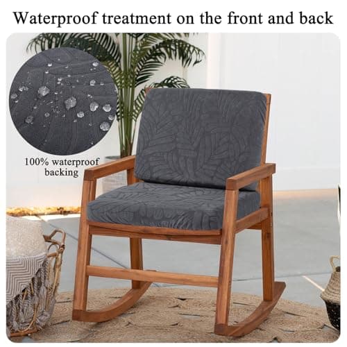 HEBE Stretch Patio Cushion Covers Set 8pcs,Waterproof Outdoor Couch Covers Replacement,Washable Reusable Seat Cushion Slipcovers for Patio Furniture Protector,Chair Cushion Cover - Thumbnail 5