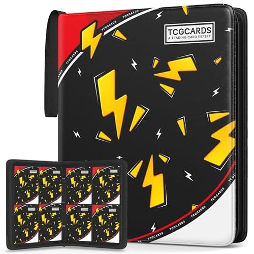 Trading Card Binder 4 Pocket,Card Binder 400 Pockets,Card Book Holder Cards with 50 Removable Sleeves,3-Ring Zip Design MTG/TCG/Sport Collectible Trading Card Albums Gifts for Boys and Girls (Black) - Image 1