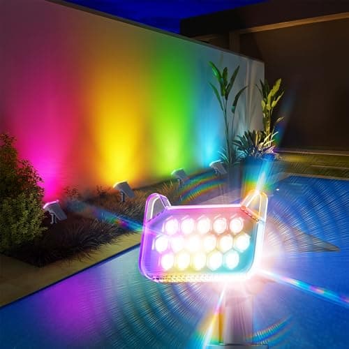 WdtPro 4 Pack Solar Color Changing Lights, 10 Lighting Modes Solar Lights Outdoor Waterproof, Multicolor RGB Outdoor Lights, 9 Colors Auto Cycling Landscape Spolights for Yard Garden Decoration - Image 1