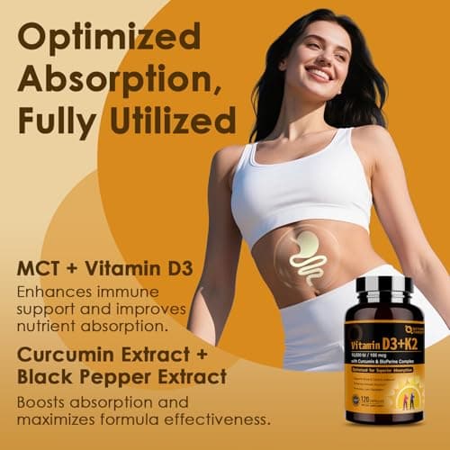 NATURE TARGET Vitamin D3 K2, High-Potency 10,000 IU D3, 100 mcg K2(MK-7) Supplement with MCT, Most Absorbable Synergy Formula, Supports Bone, Calcium & Immune Health, 120 Capsules - Thumbnail 5
